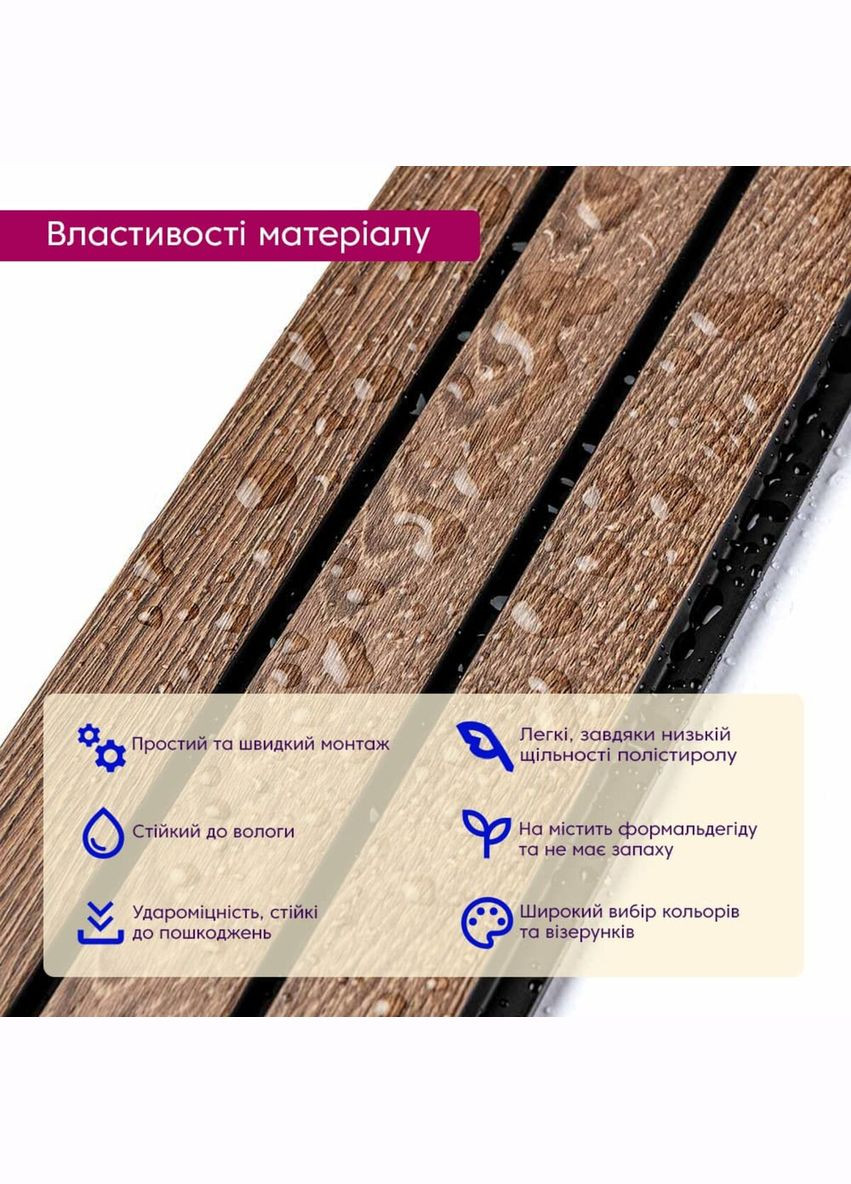 Рейка декоративна PS горіх 2900х120х12мм SW-00001739 No Brand (338793690)