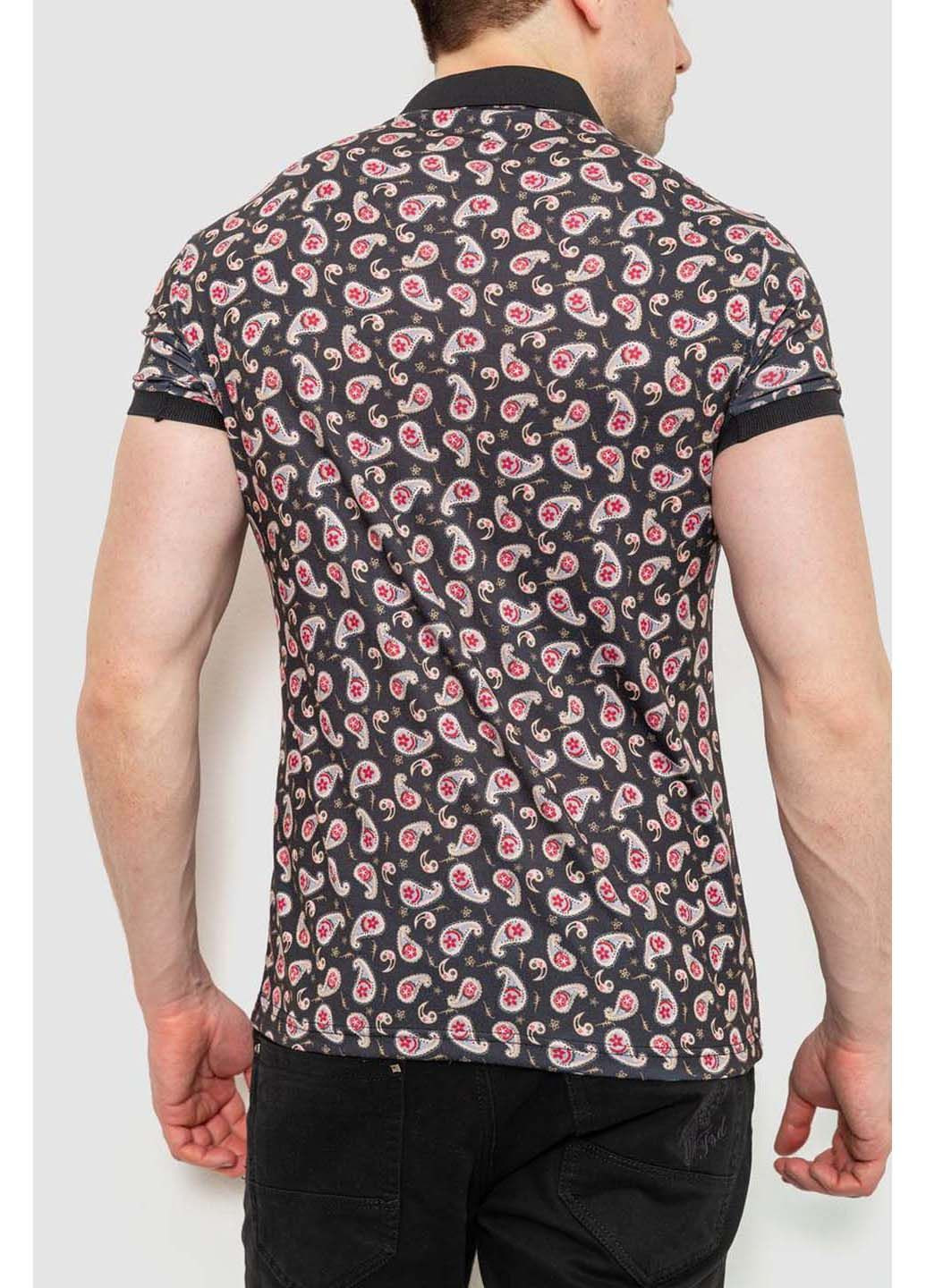 Черная футболка-поло мужское с принтом для мужчин Ager