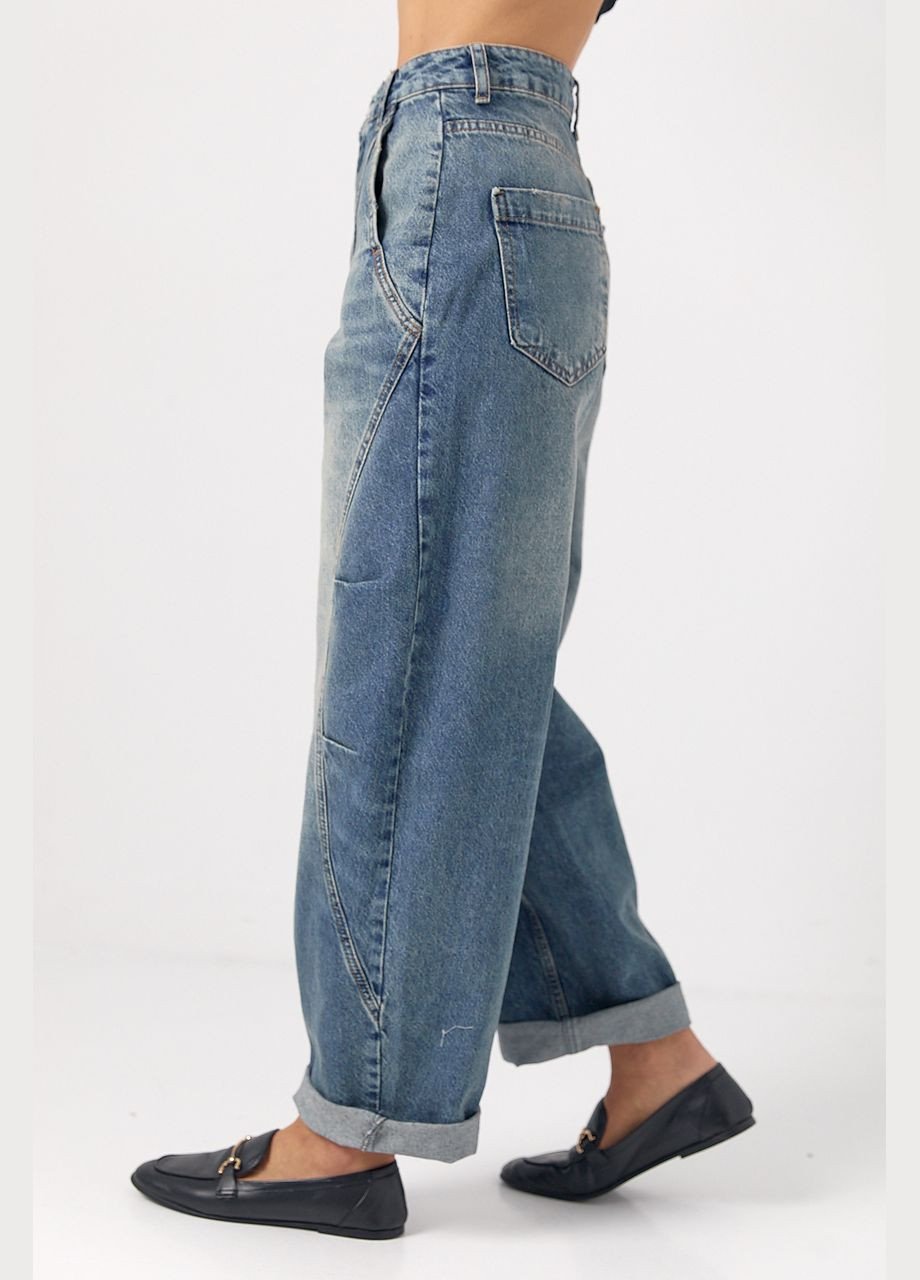 Джинси Baggy з кокеткою та декоративними швами Lurex - (322055483)