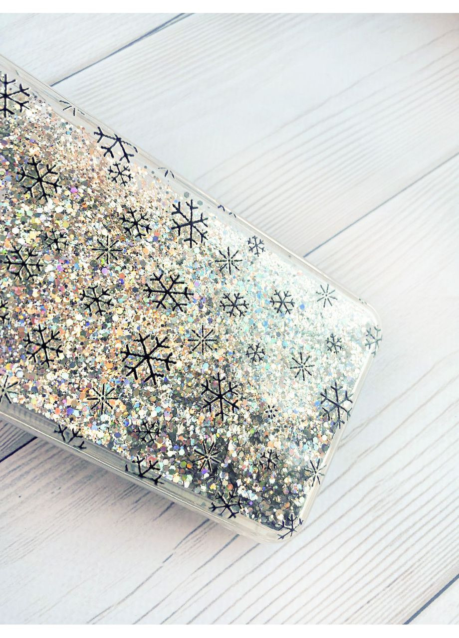 Чехол с плавающими блестками для Samsung Galaxy A25 (A256) Фон Снежинки (принт 204) CASE CONTROL (362970104)