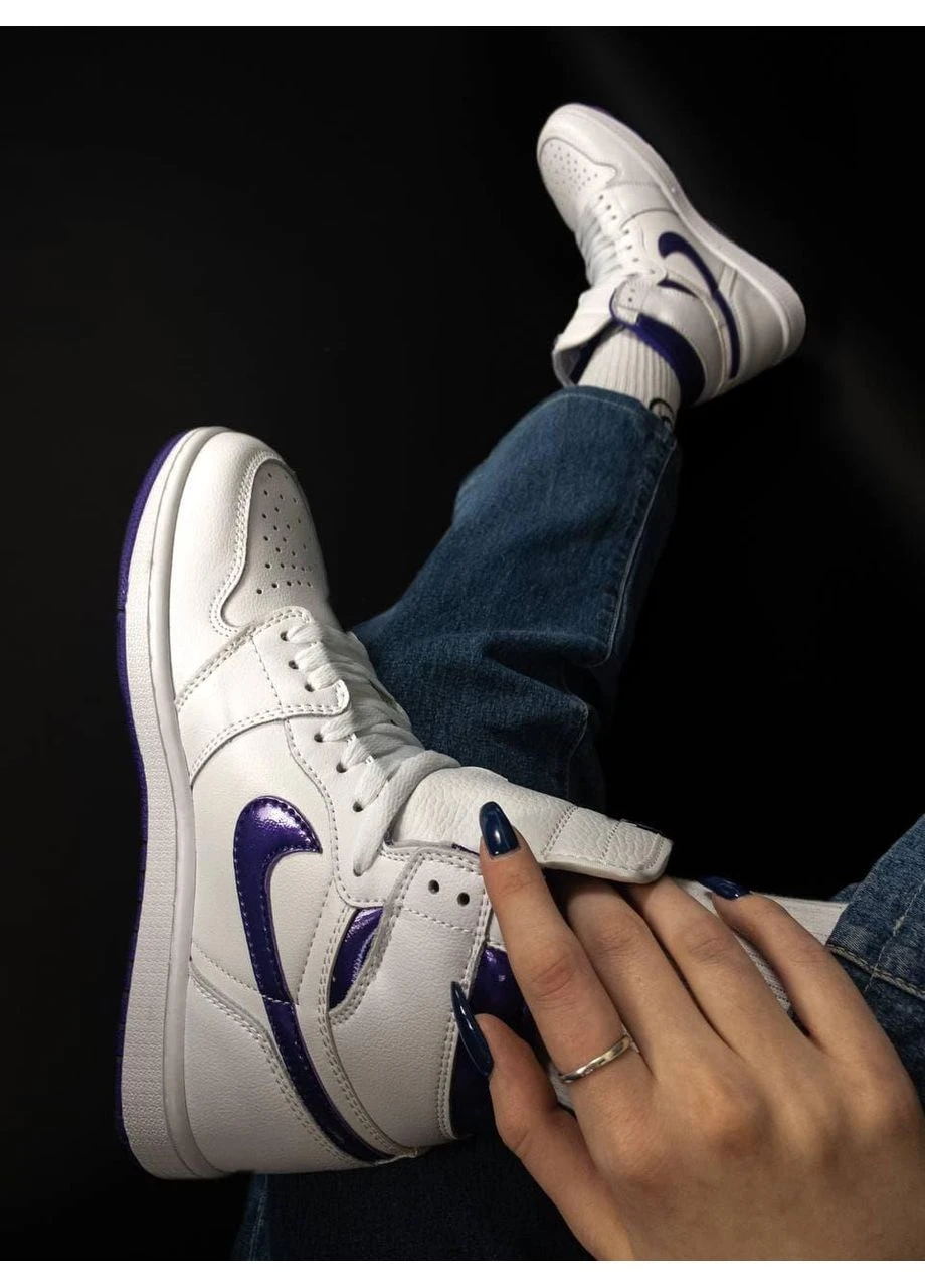 Фіолетові кросівки чоловічі nike air jordan 1 retro high og court purple найк аір джордан фіолетові демісезон No Brand