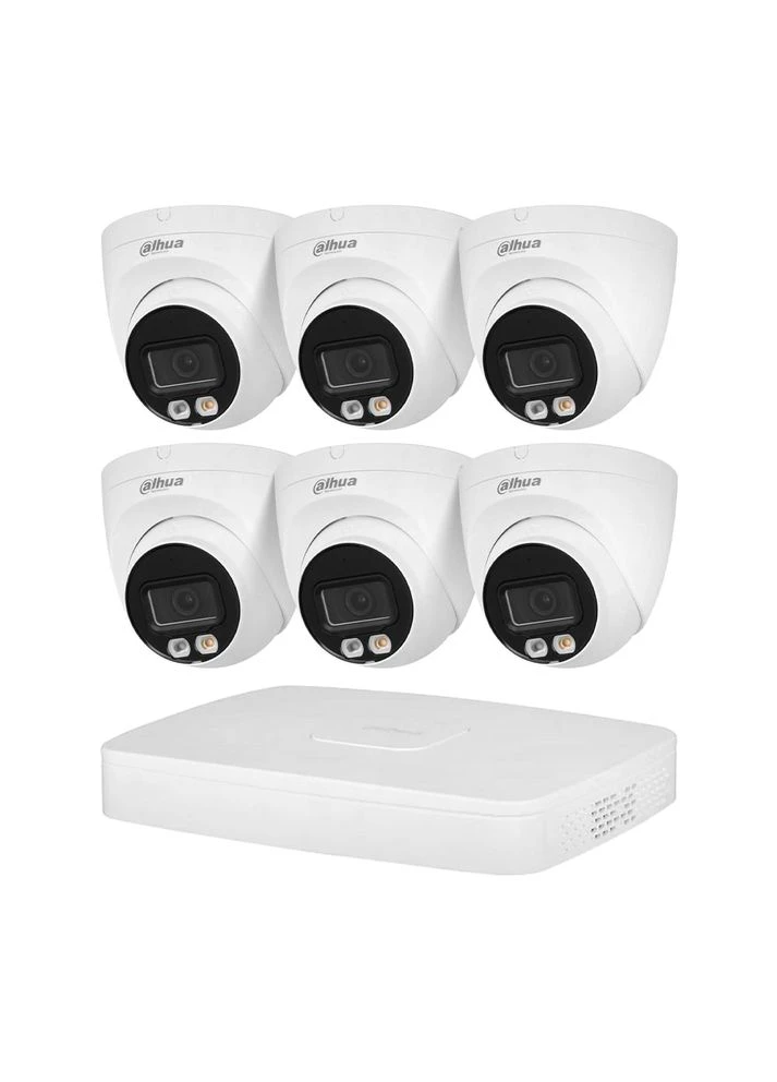 Комплект видеонаблюдения на 6 камер XVR-Video Kit 6x4Mp (T): 6 купольных 4Mp IP-видеокамер + 5Mp XVR-видеорегистратор 4+2 IP канала Dahua (403183759)