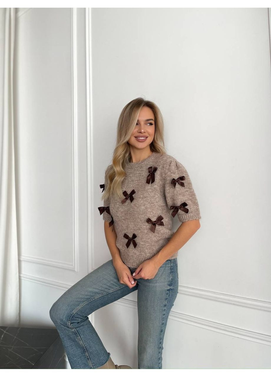 Бежевий демісезонний жіночий светр пуловер No Brand