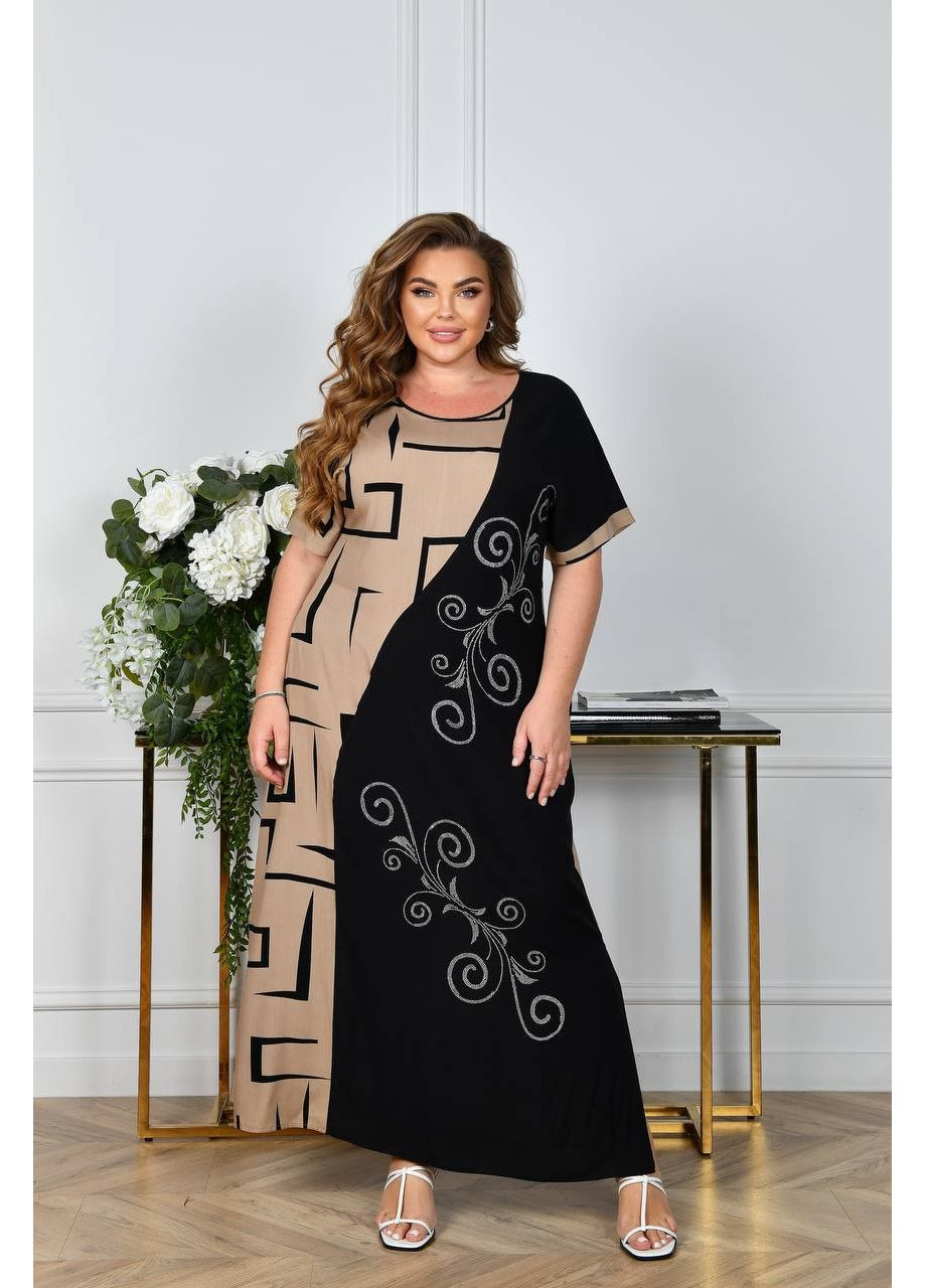 Кофейное платье штапель длинное с размером Україна