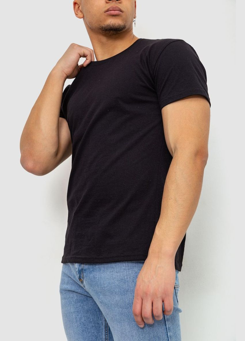 Черная футболка мужская однотонная базовая, цвет черный, Ager