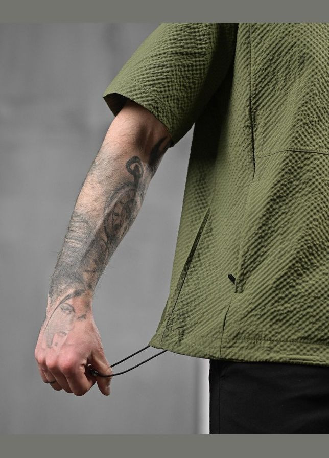 Хакі (оливкова) стильна чоловіча футболка nike з кишенями хакі з довгим рукавом No Brand