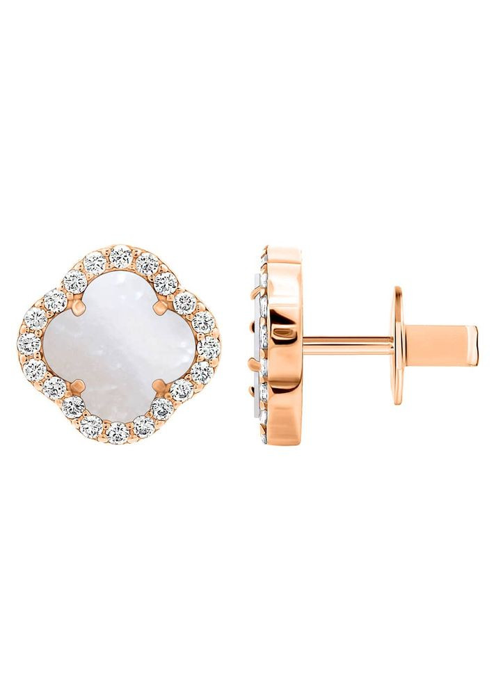 Золоті сережки Конюшина з перламутром (з40082.2) IRIJ (331016759)