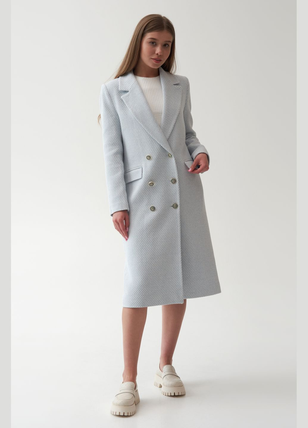 Блакитне демісезонне Пальто класичне, колір блакитний Estro