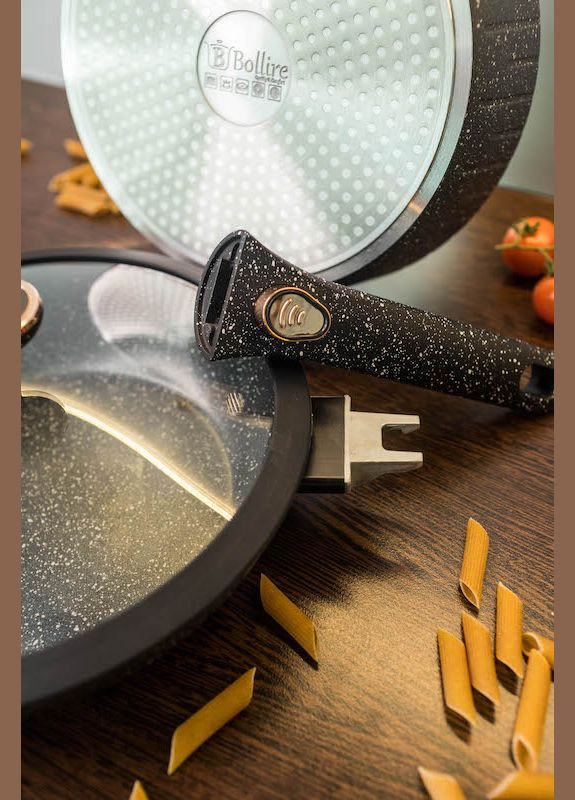 Сковорода SICILIA глубока с крышкой Съемная ручка 24 см (A-024721) Bollire (323214155)