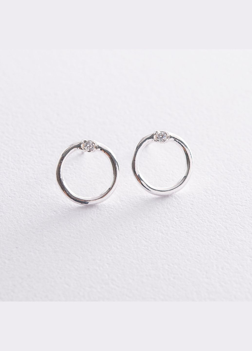 Серебряные серьги - пусеты Удача (фианиты) 122749 Oniks (264023044)