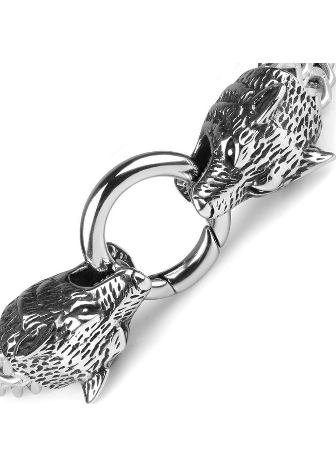 Чоловічий браслет-ланцюжок з головою вовка ZUO-6234 зі сталі WellDone (334000177)