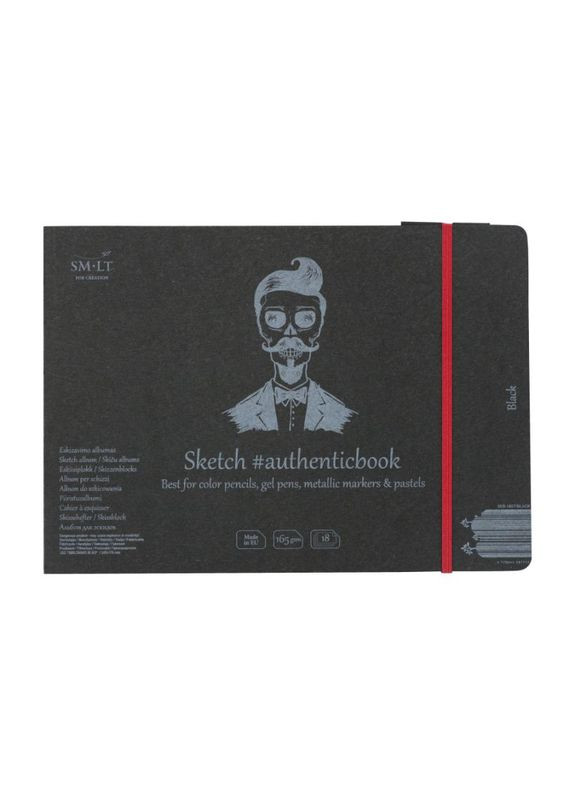 Блокнот для графики Authentic Black А5 (24.5х17.6см) 160 г/м2 18 листов (5EB-18ST/BLACK) Smiltainis (336947526)