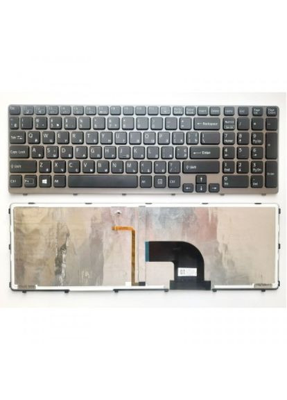 Клавіатура ноутбука й UA (A43548) Sony sve15 (e15 series) черная с серой рамкой подсветко (275091798)
