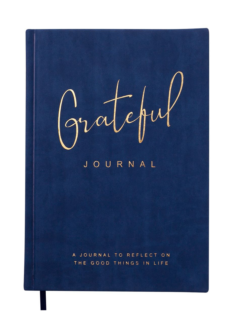 Блокнот А5 96 арк. Grateful еко шкіра клітинка синій Buromax (314933870)