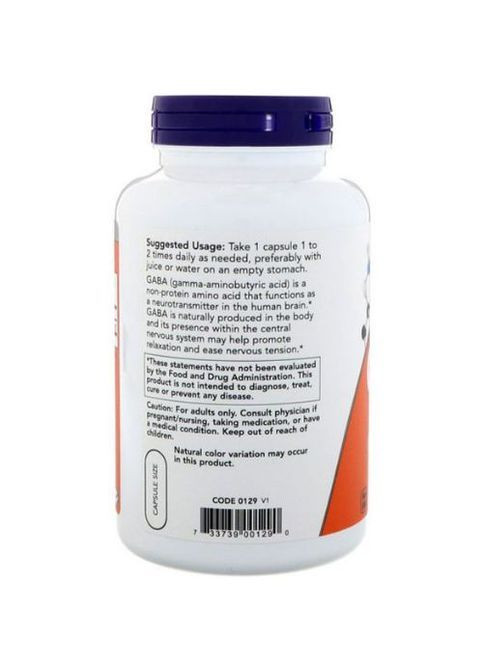 GABA 750 mg 200 Veg Caps NOW-00129 Now Foods (362418986)