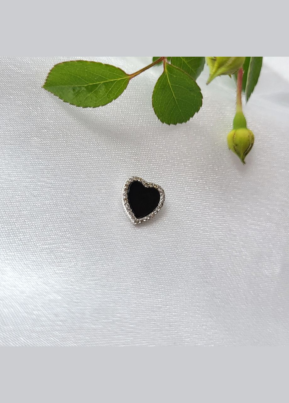 Срібна підвіска кулон Сердце з Чорним Оніксом Срібло 925 проби Родоване пк2фо/2079 0.90г No Brand (306741932)