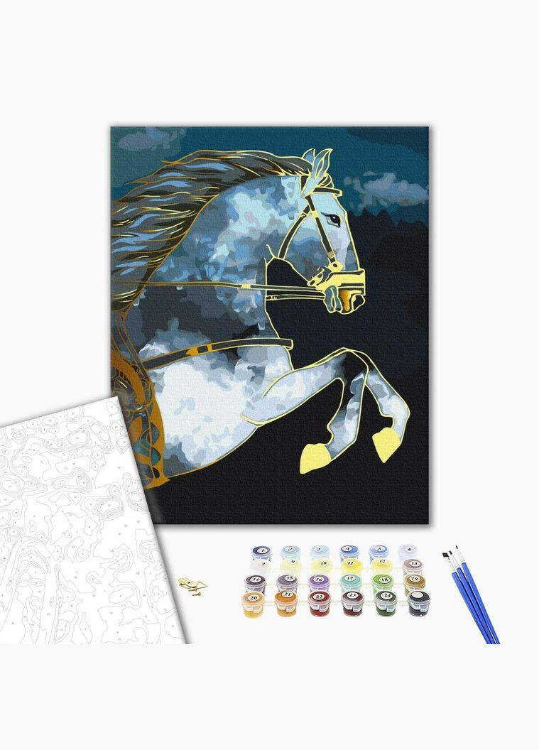 Картина по номерам Скакун в темноте с золотой краской Абстракция на холсте 40х50 BS53041 Brushme (308988329)