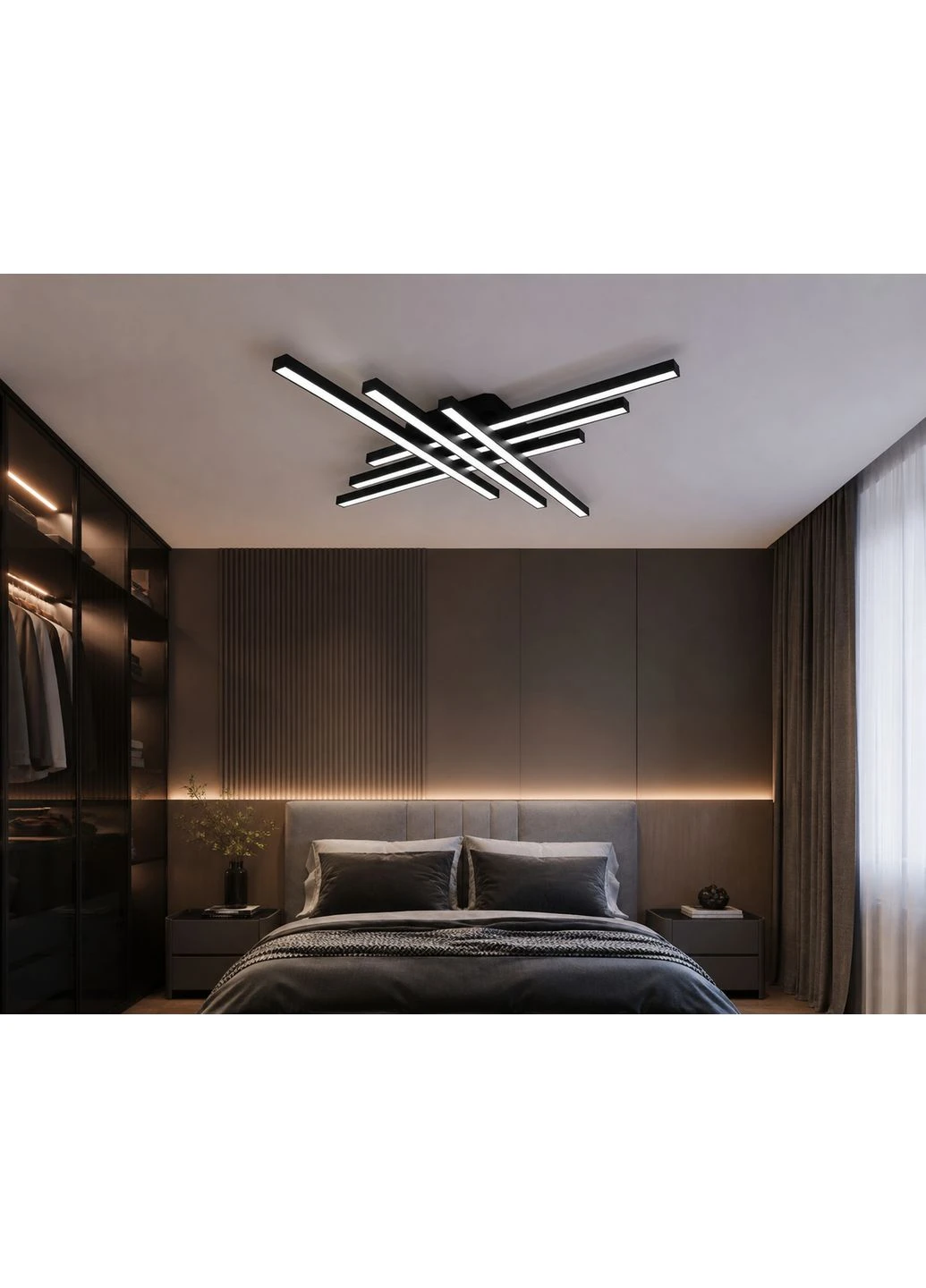 Светильник LED STERK-6 BK 115Вт, 3000-6000К, 300-9200Лм, пульт, 970x970х95мм, алюм/акрил, черный. HOPFEN (399431711)