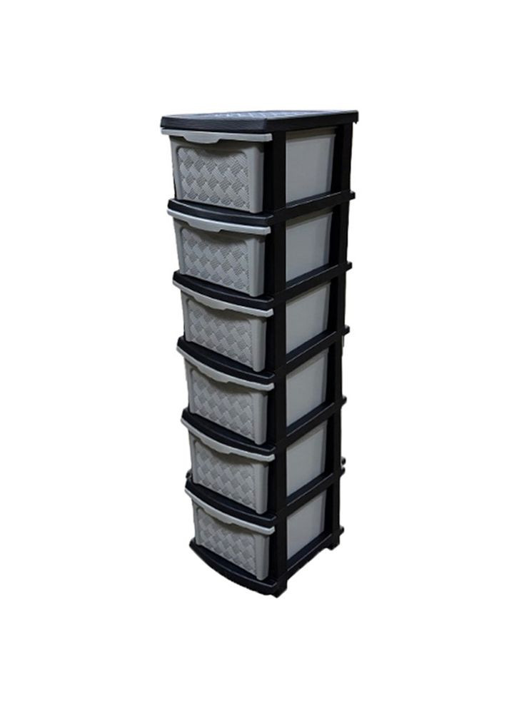 Комод пластиковий сіро-чорний "Компакт Плюс" 6 ярусів 126*40*34см R-Plastic (345122238)