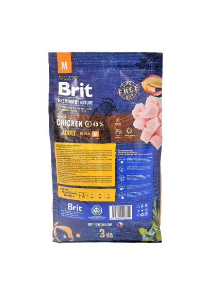 Сухой корм для собак (8595602526352) Brit Premium Dog Adult M 3 кг (370015421)