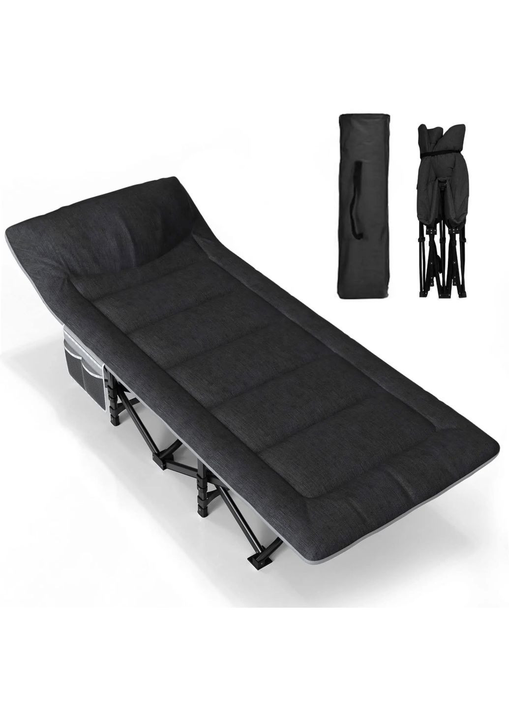 Туристическая раскладушка Черная (HT-169K Black) LEOBRO (360400837)