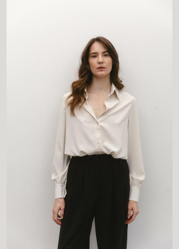 Белая блуза женская на пуговицы шампань mkaz6403-1 Modna KAZKA