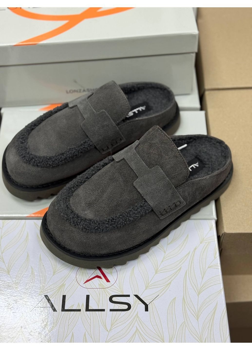 Графитовые стильные женские сабо No Brand на платформе