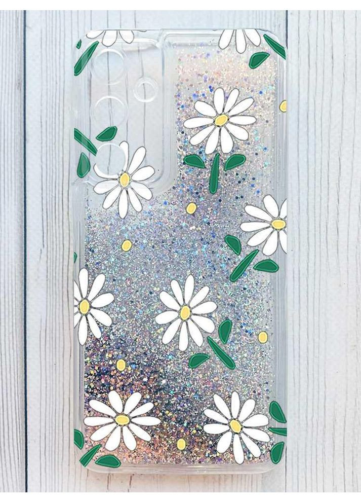 Чехол с плавающими серебряными блестками на Samsung Galaxy A35 Ромашки (принт 368) Creative (362025991)