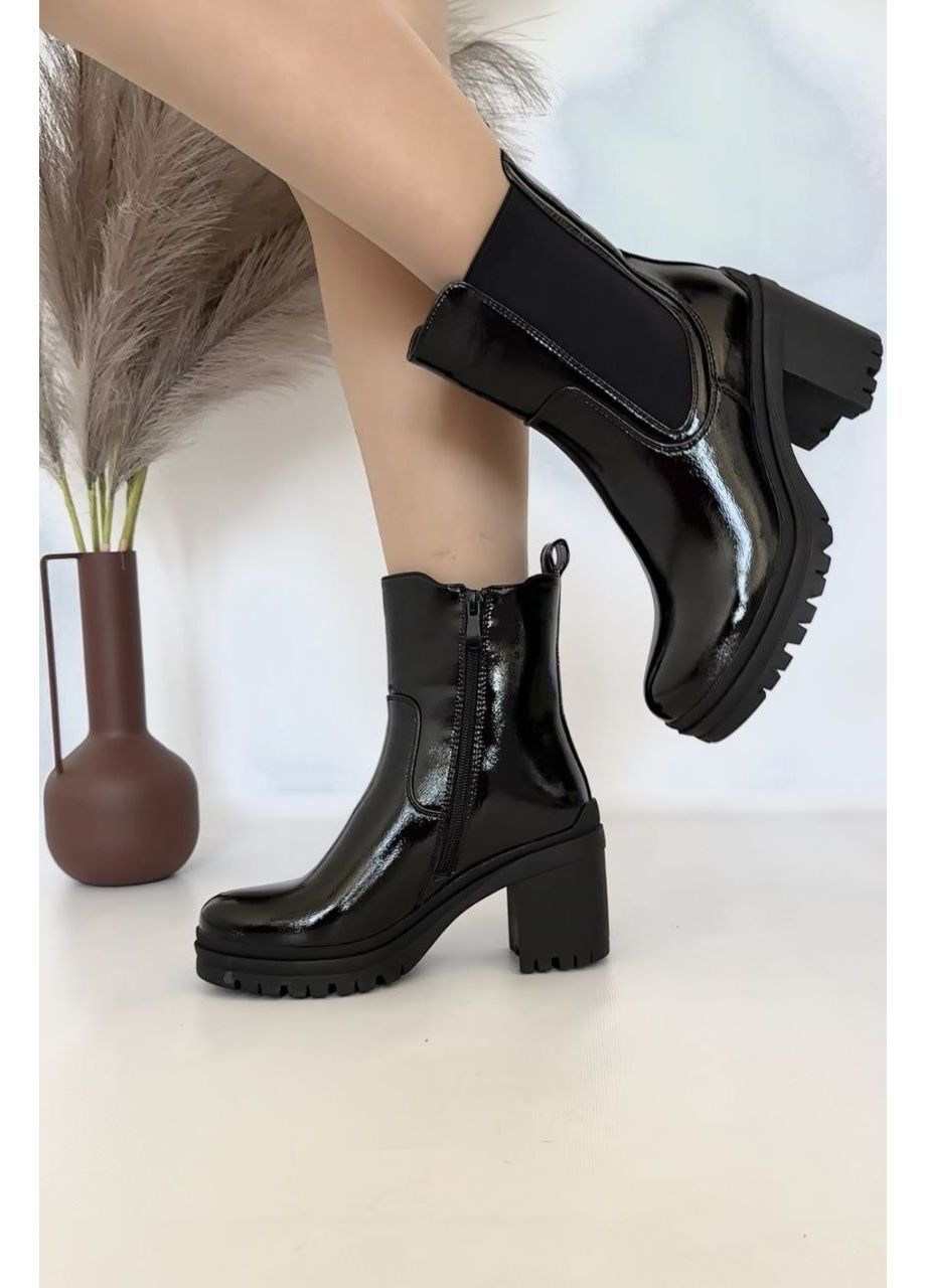 Чорні демісезонна жіночі демісезонні черевики на зручному каблучку No Brand