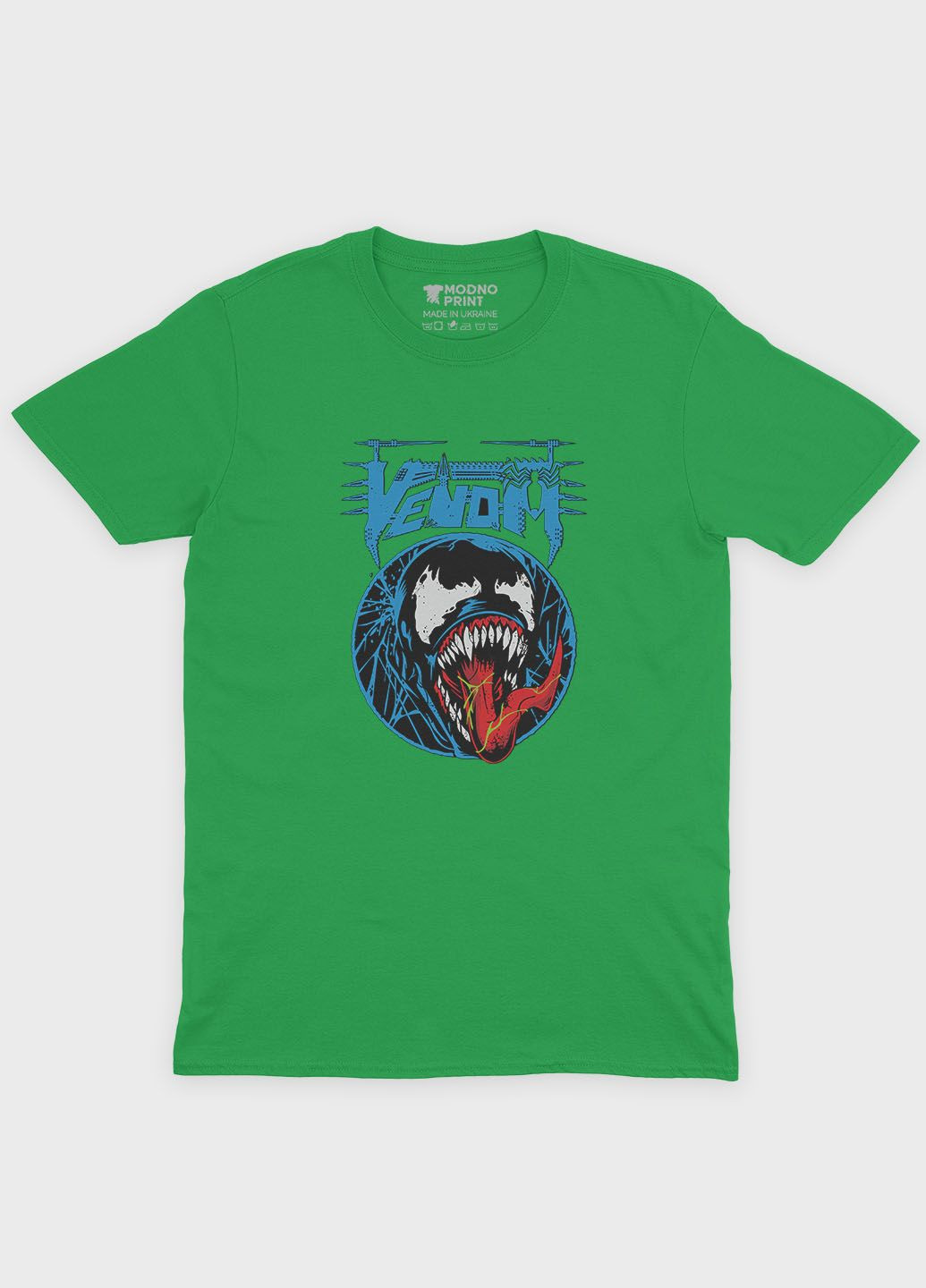 Зеленая демисезонная футболка для мальчика с принтом супервора - веном (ts001-1-keg-006-013-026-b) Modno