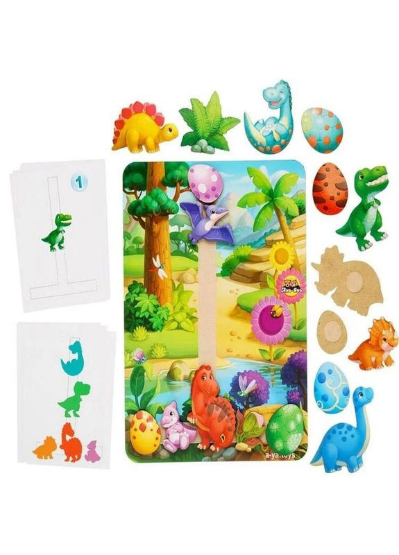 Деревянная настольная игра "Долина динозавров" Ubumblebees (ПСФ038) PSF038 на липучках No Brand (330604013)