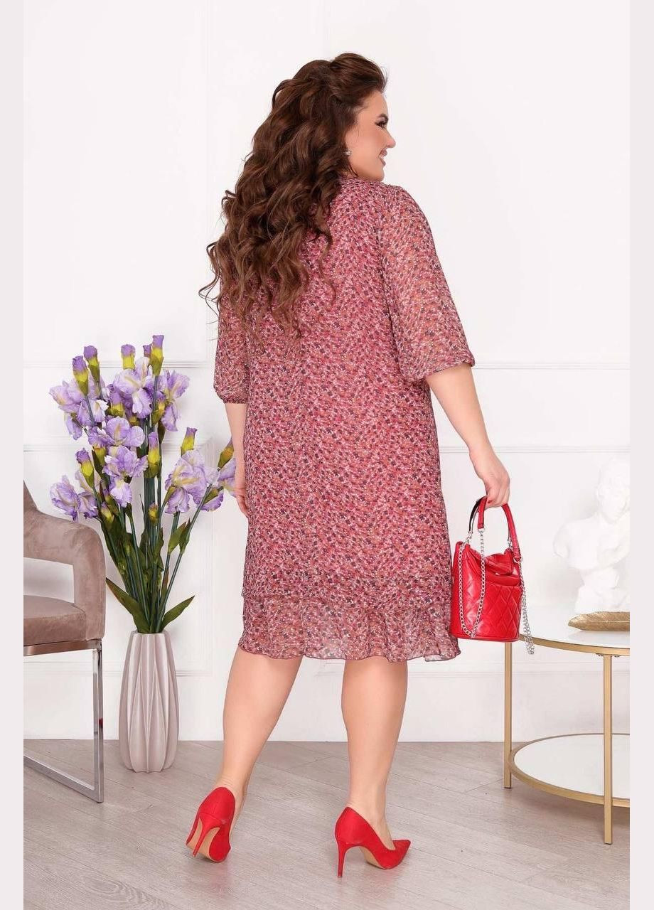 Розовое джинсовое платье женское леди совершенство летнее sf-459 розовый, 50 Sofia с рисунком