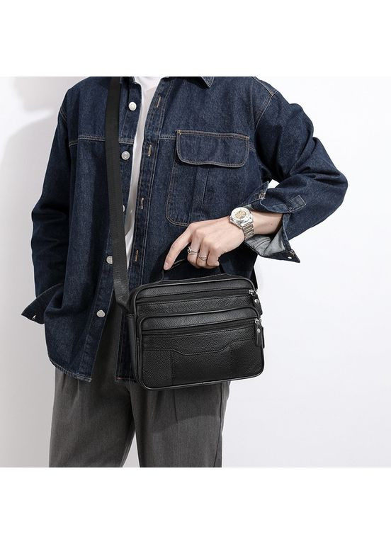 Мужская сумка-барсетка с ручкой кожаная с ремнем через черное плечо BX-14440B Bexhill (341309618)