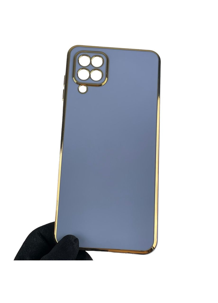 Чехол для Galaxy M12 SM-M127F с золотой окантовкой с защитой камеры на самсунг м12 синий Samsung (366019902)