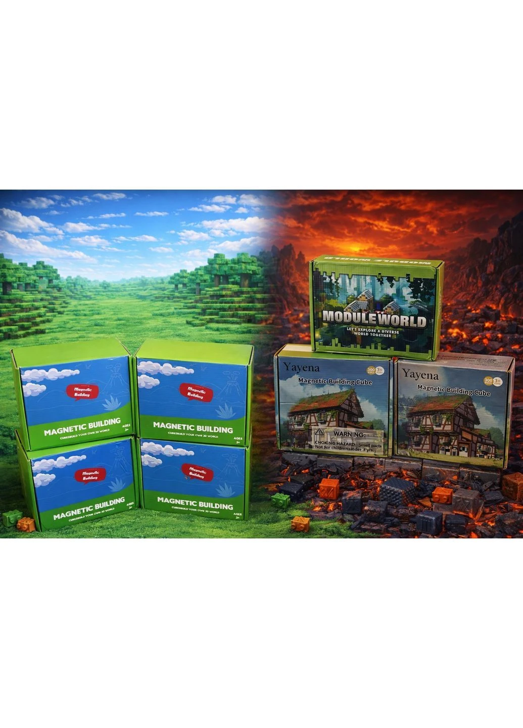 Магнітний конструктор Майнкрафт 300 блоків Magic Blocks (386147359)