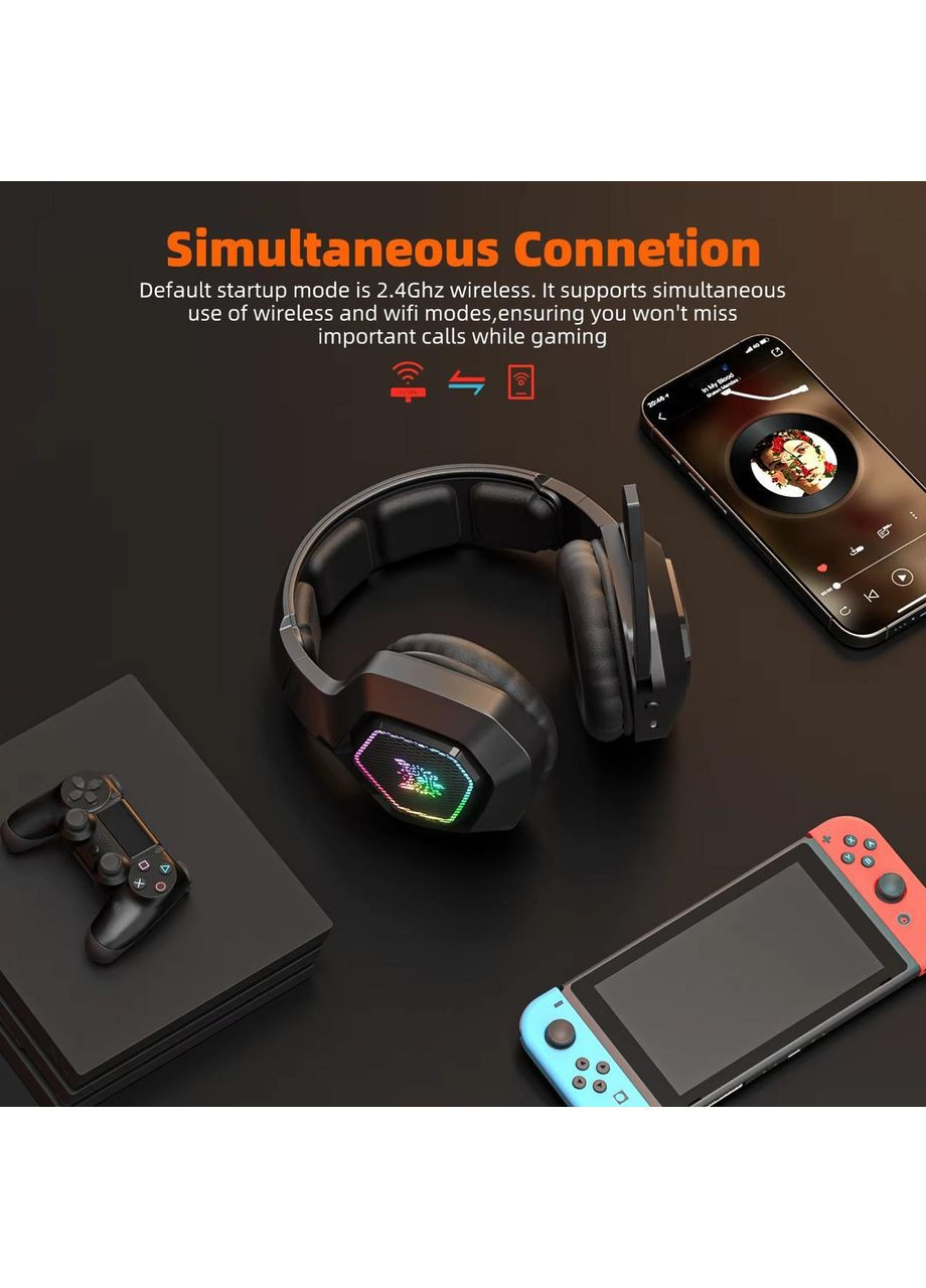 Геймерские игровые Bluetooth наушники B100 с выдвижным микрофоном и LED подсветкой White Onikuma (356112228)