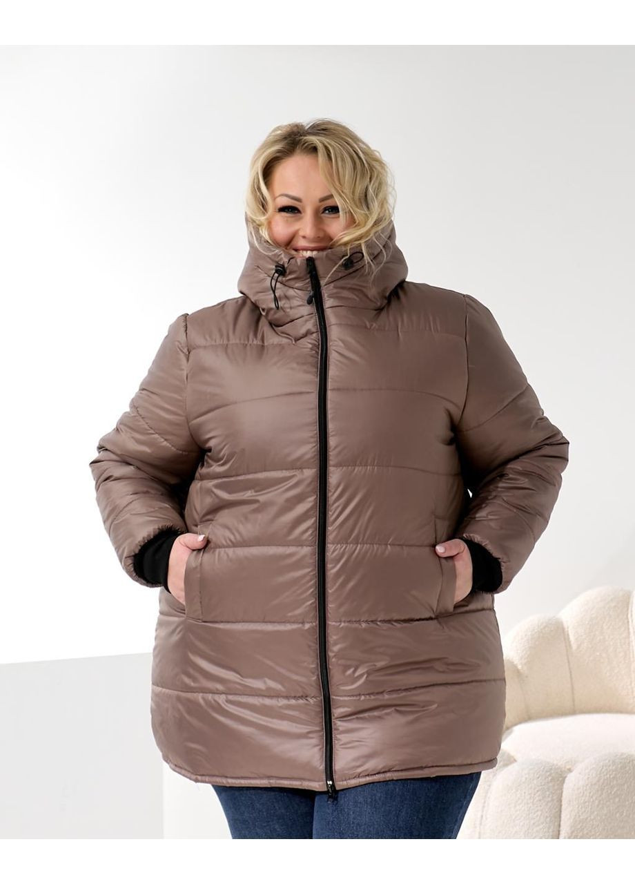 Бежева зимня жіноча зимова куртка куртка-пальто No Brand