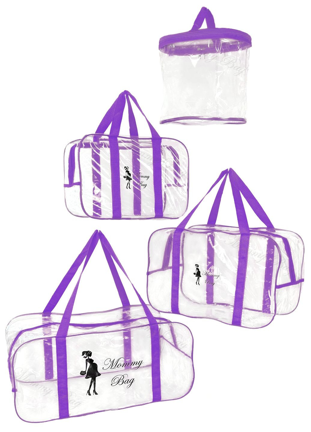 Набор из прозрачных сумок в роддом (S, M, L + органайзер) Mommy Bag (280941842)