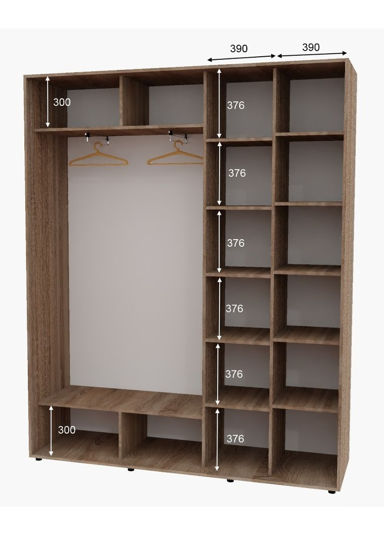 Шафа-купе дводверна 200*45*220 см Дуб Сонома трюфель 2 двері Дзеркало Алекса (356770672)