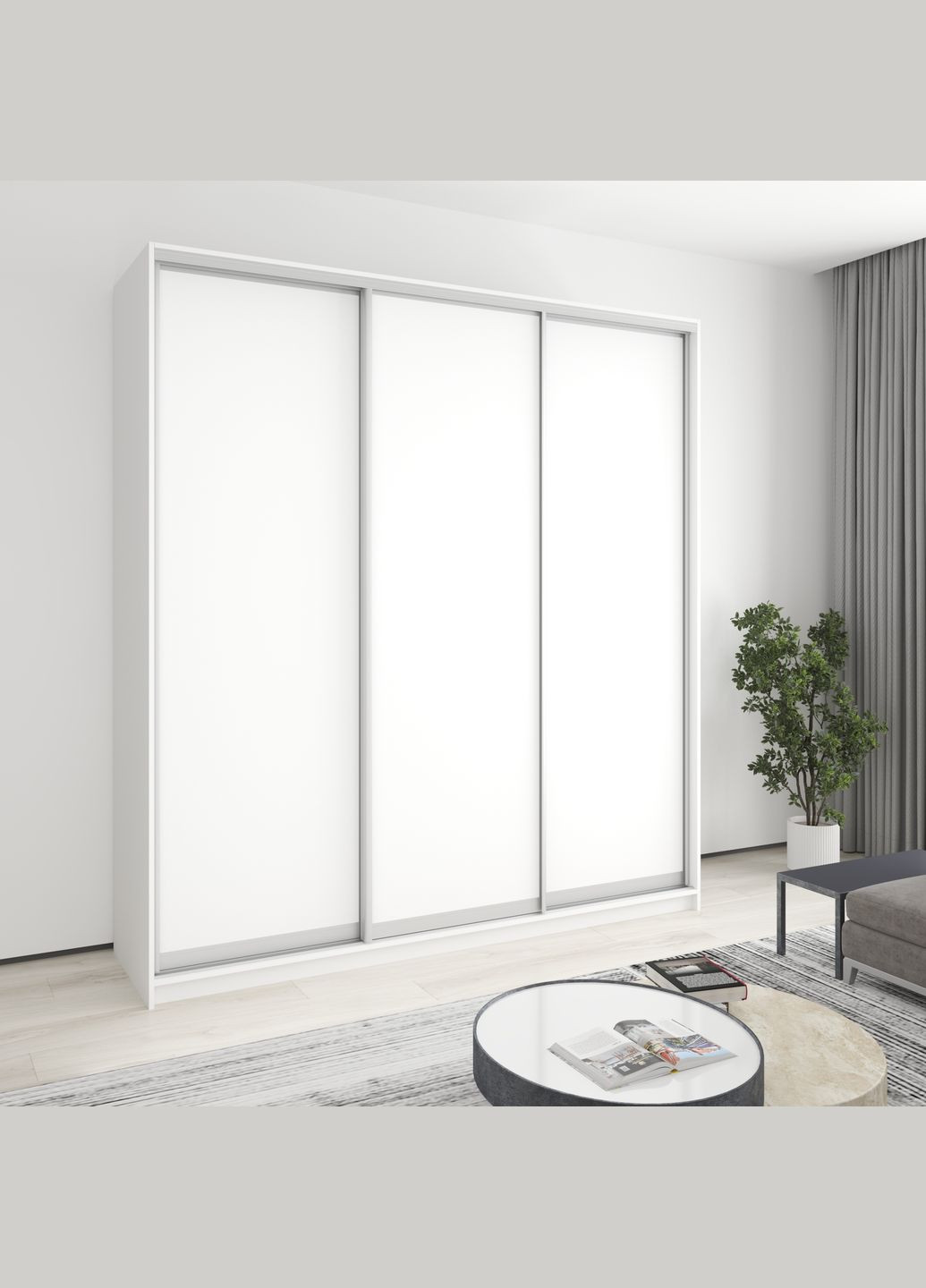 Шафа-купе тридверна Стандарт AL 3ДСП 220x60x240 см Аляска білий (MBS-1812) MebelStar (362373869)