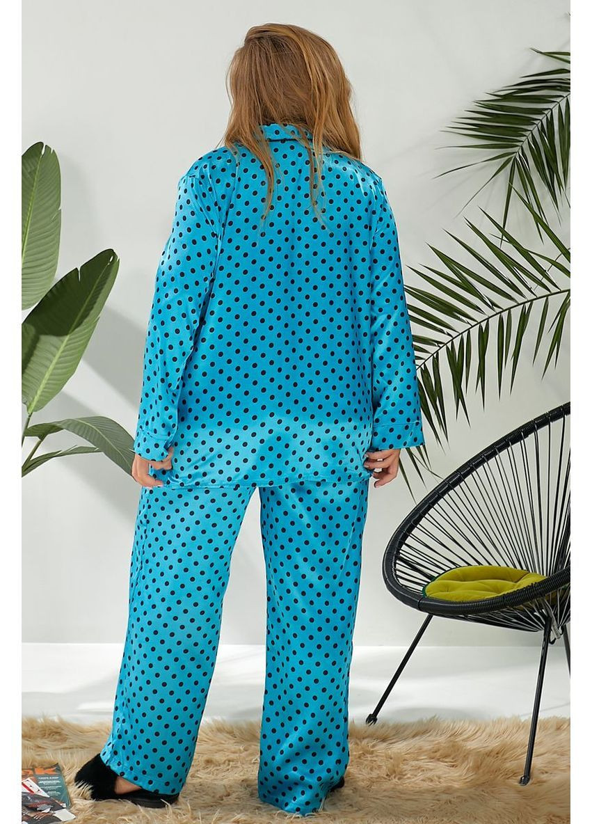 Блакитна всесезон жіноча піжама в горох Ager 257R333