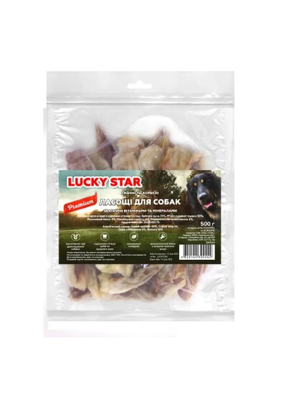 Лакомства для собак Кроличье ухо с мясом курицы 500 г (482011245862) Lucky Star (397467517)