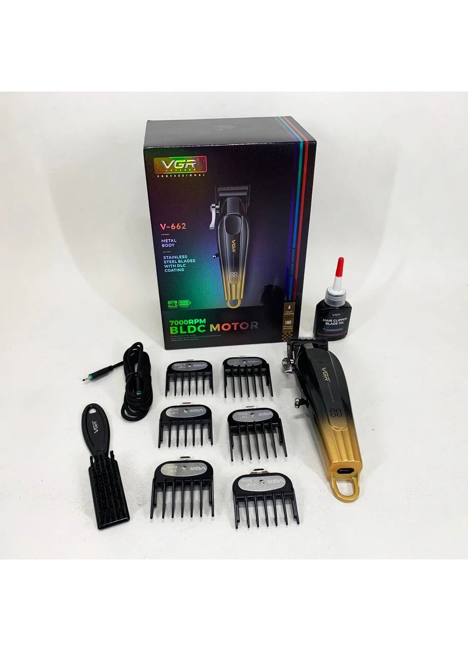 Аккумуляторная машинка для стрижки V-662 Цвет: золотой VGR (396868236)