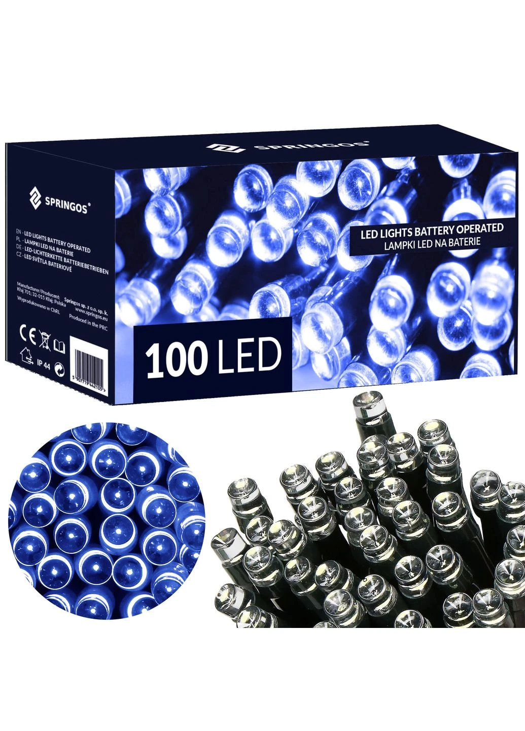 Гірлянда на батарейках 10 м 100 LED Blue Springos CL4033 (275095172)