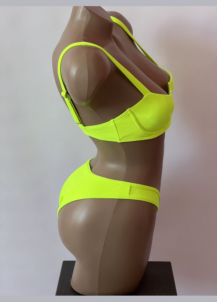 Салатовий літній жіночий роздільний яскравий купальник No Brand