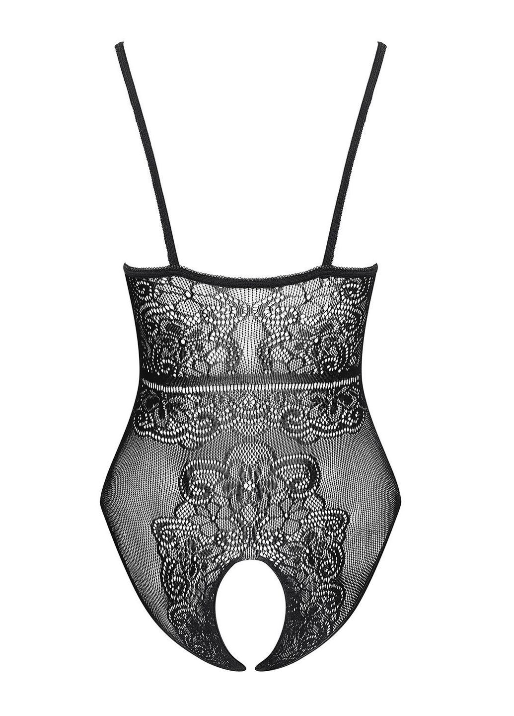 Чорний демісезонний боді сітка з вирізом b114 Obsessive