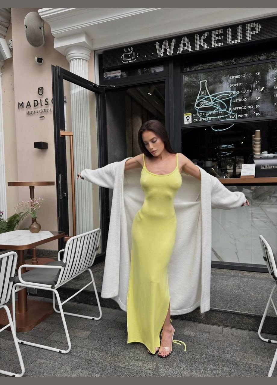 Светло-желтое праздничный, коктейльное, спортивное, пляжное, повседневный, откровенный платье макси с завязками Україна