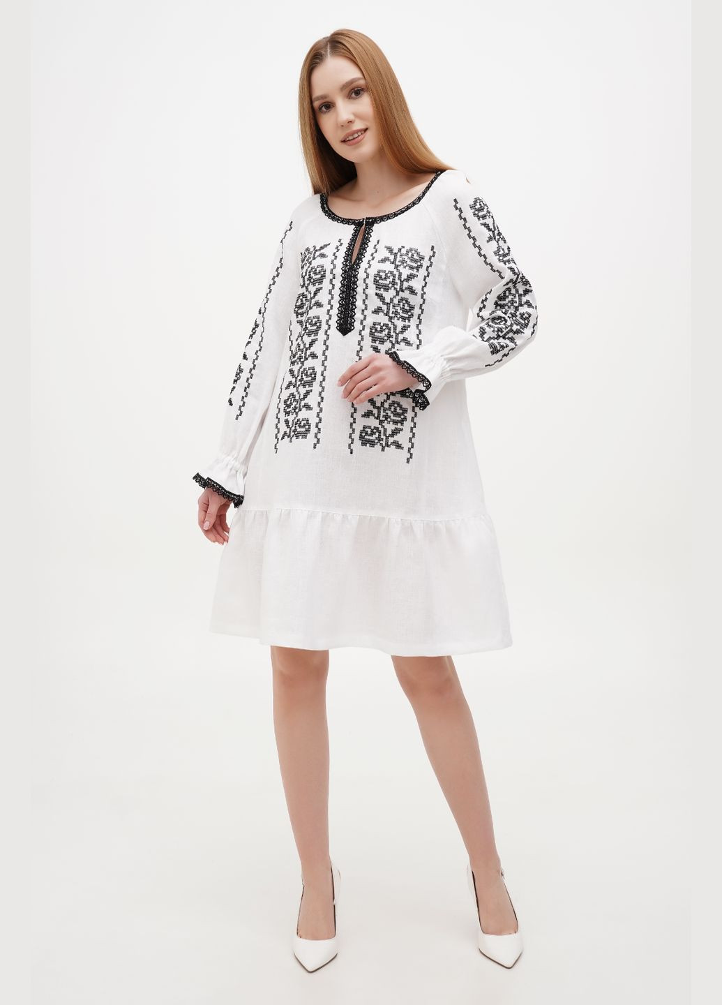 Белое платье славена, голубой, р.42, код 0325/42/1305 ГАЛЕРЕЯ ЛЬОНУ