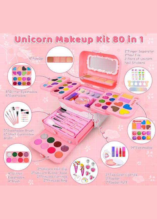 Набір дитячої косметики 183461, дитячій макіяж, манікюр, рожевий кольору, дитяча косметика для дівчаток HUANUO (334016516)