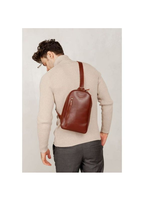 Сумка чоловіча через плече шкіряна слінг Chest bag світло-коричнева The Wings (302007254)